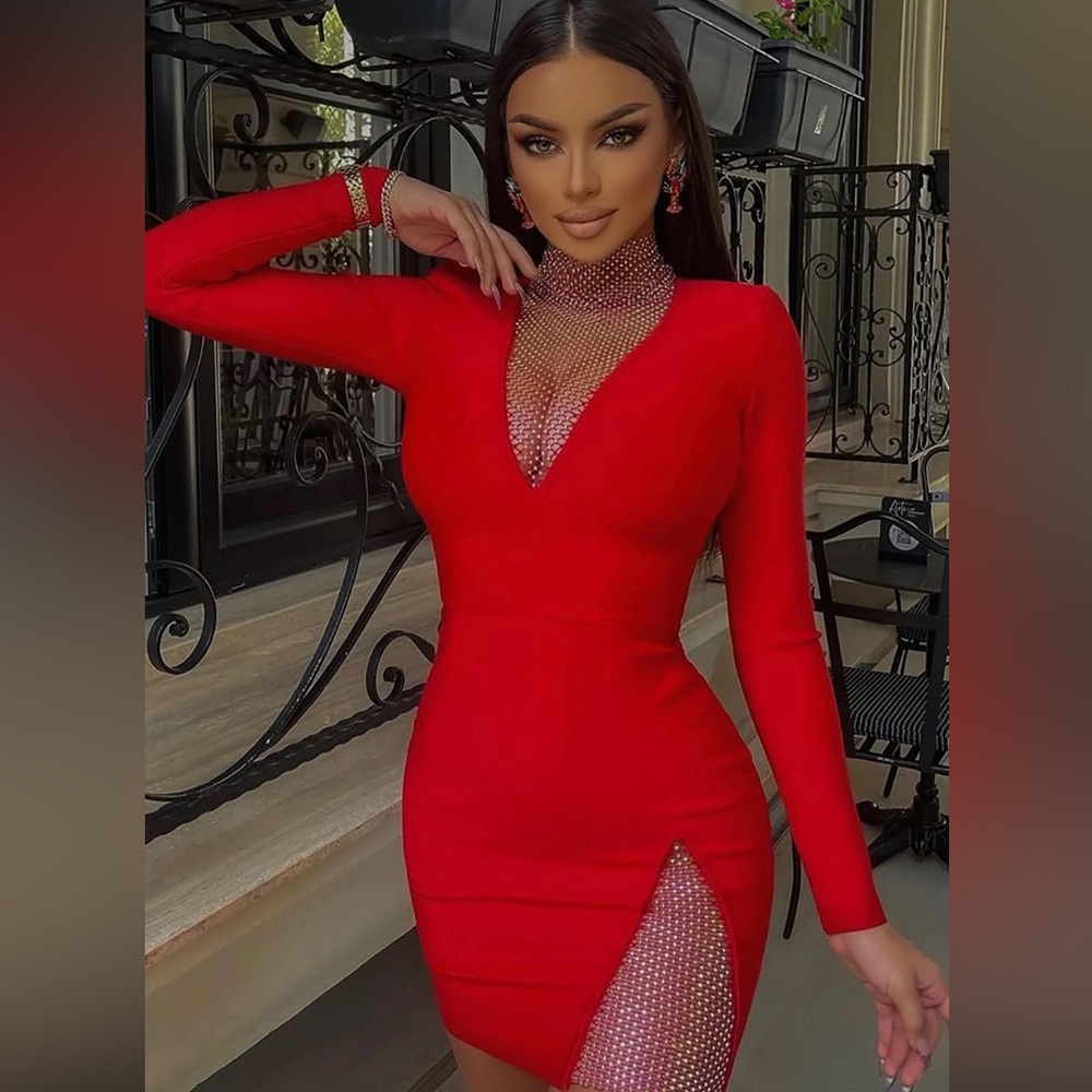 Fashion Nova: Beginning To Wonder Bondage Mini Dress (Red)